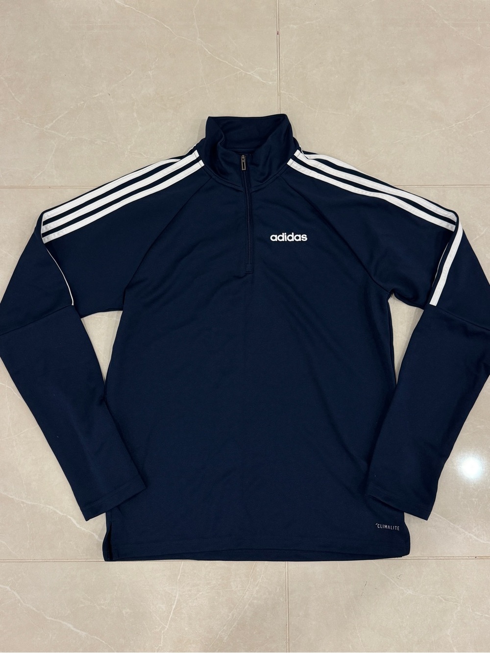adidas Men's Navy Half-Zip Track Top with White Stripes